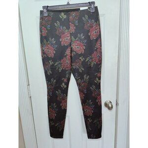 WHBM Black Floral Ponte High-Rise Leggings M NWT 30x28.5